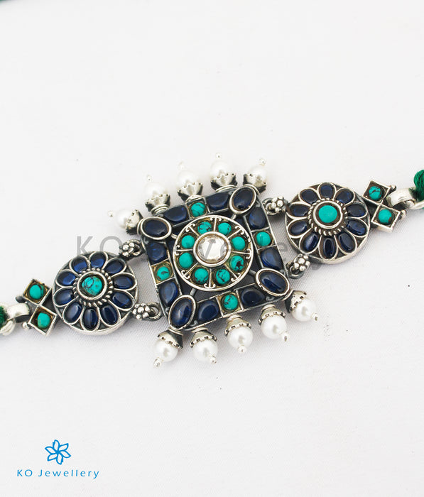 The Asavari Silver Choker Necklace (Blue)