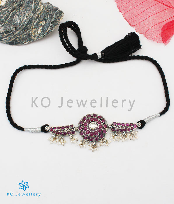 The Ahir Silver Choker Necklace (Red)