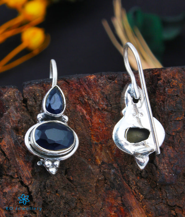 The Arya Silver Gemstone Earrings (Dark Blue)