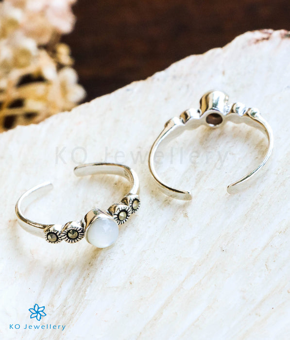 The Moonlight Sparkle Silver Marcasite Toe-Rings