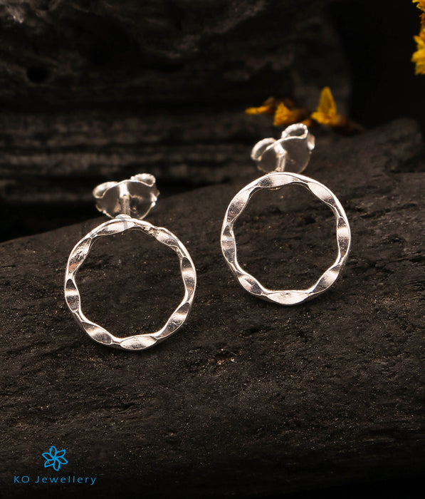 The Hammered Circle Silver Earrings