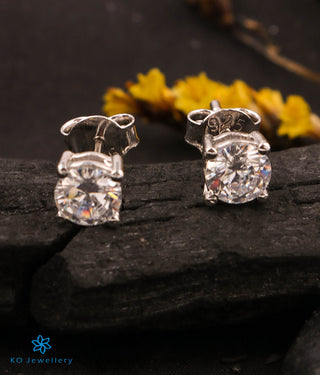 The Allure Solitaire Silver Earrings