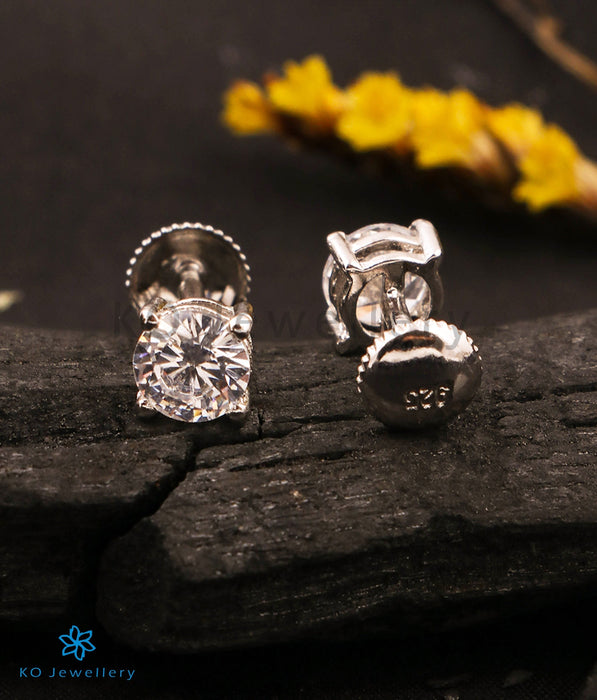 The Enchanting Solitaire Silver Earrings