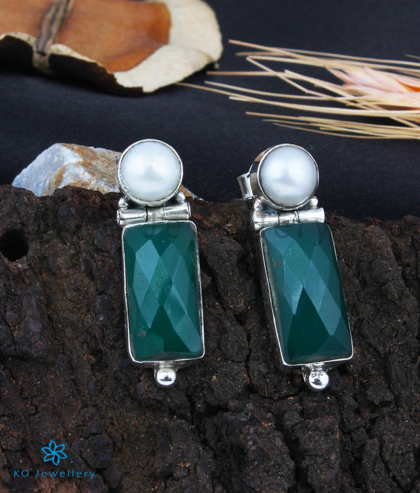 The Chaya Silver Gemstone Earrings (Green)