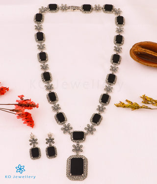 The Black Glory Silver Marcasite Necklace Set