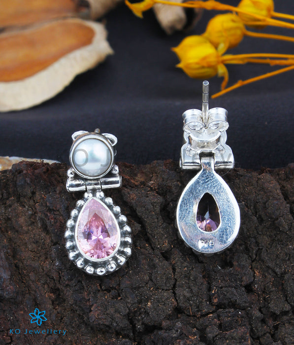 The Harita Silver Gemstone Earrings (Pink)