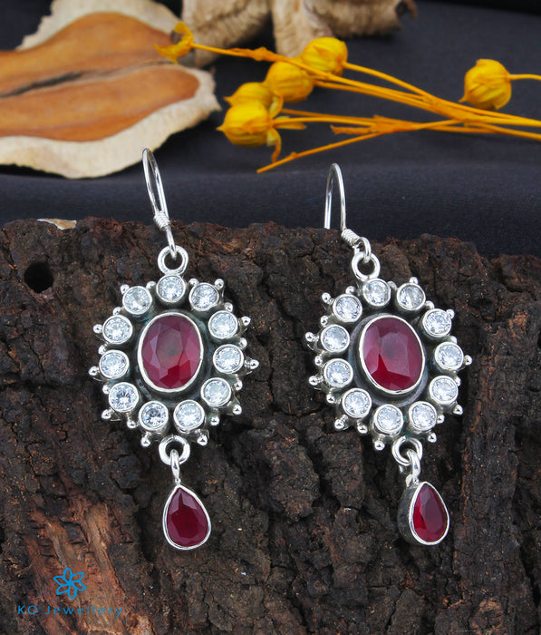The Amrita Silver Earrings-(Red/White)