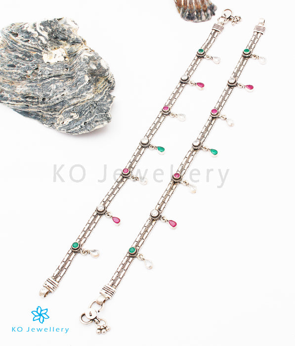 The Jiana Silver Gemstone Anklets