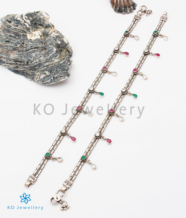 The Jiana Silver Gemstone Anklets