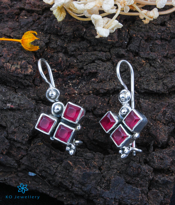 The Yaman Silver Gemstone Earrings (Red)