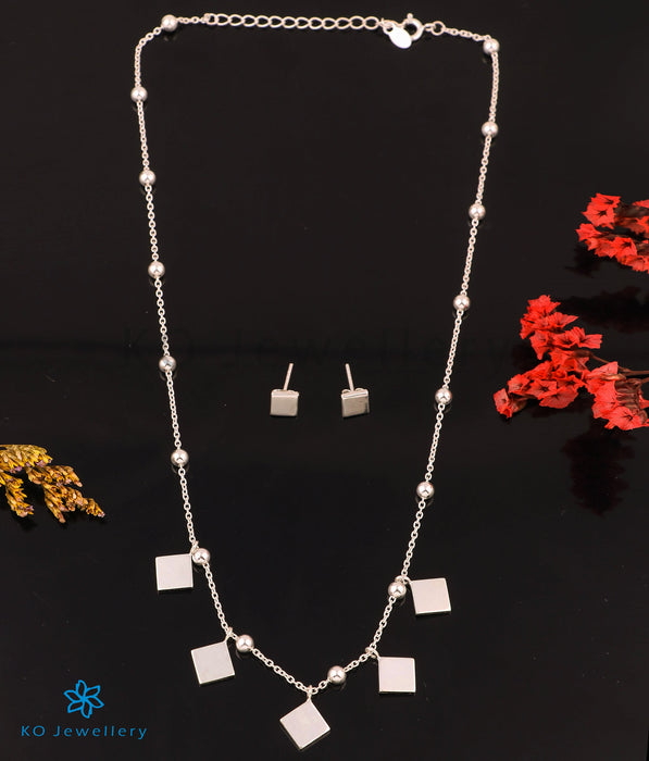 The Squared Out Silver Necklace Set