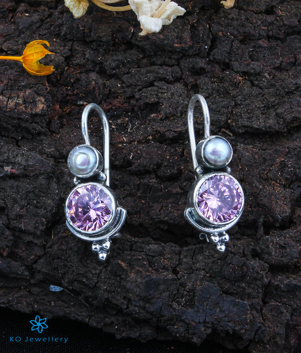 The Aza Silver Gemstone Earrings (Pink)