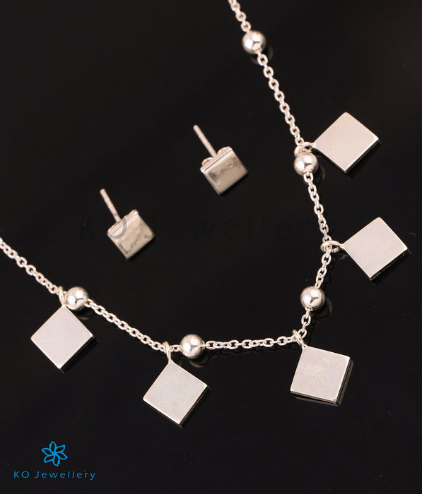 The Squared Out Silver Necklace Set