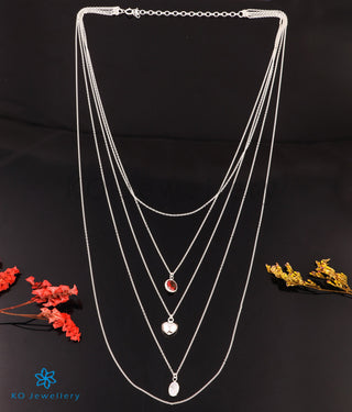 The Bold Heart Silver 5 Layered Necklace