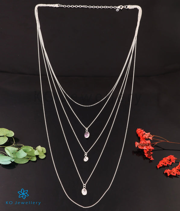 Buy Trendy Dual Layered Solitaire Sterling Silver Necklace Set by Mannash™  Jewellery