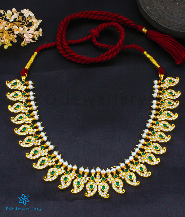 The Prativa Silver Mango Necklace (Green)