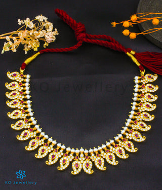 The Prativa Silver Mango Necklace (Red)