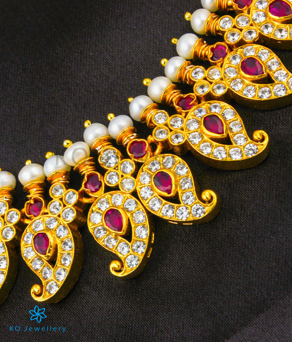The Prativa Silver Mango Necklace (Red)