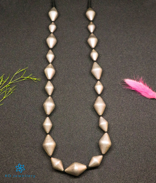 The Darika Silver Dholki Beads Necklace