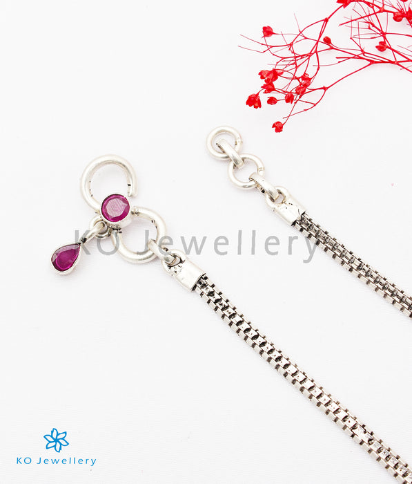 The Amukta Silver Gemstone Anklets (Red)
