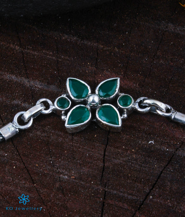 The Avni Silver Gemstone Bracelet (Green)