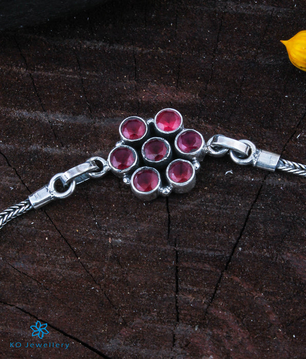 The Ditya Silver Gemstone Bracelet(Red)