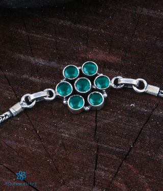 The Ditya Silver Gemstone Bracelet(Green)
