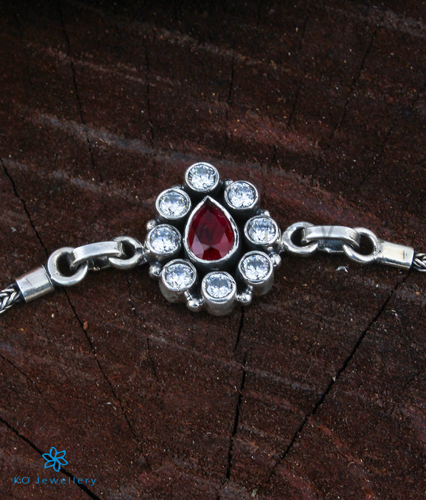 The Kyra Silver Gemstone Bracelet (Red)