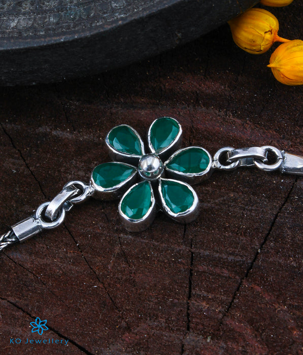 The Arpita Silver Gemstone Bracelet (Green)