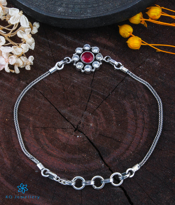 The Adit Silver Gemstone Bracelet(Red)