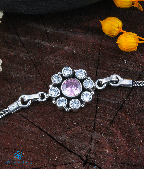 The Adit Silver Gemstone Bracelet(Pink)