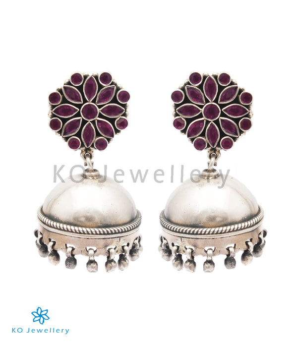The Ojal Silver Jhumka (Red)