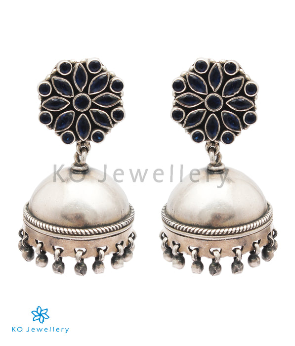 The Ojal Silver Jhumka (Blue)