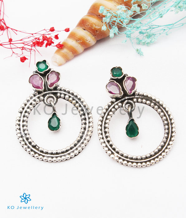 The Giva Silver Gemstone Earrings (Red/Green)