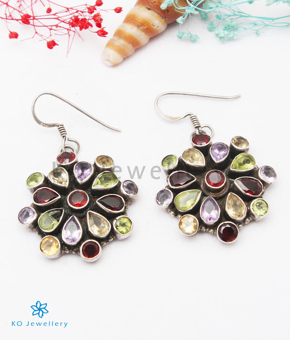 The Jiana Silver Gemstone Earrings (Multicolour)