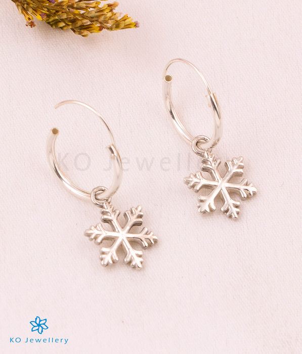 The Snowflake Charm Silver Hoops
