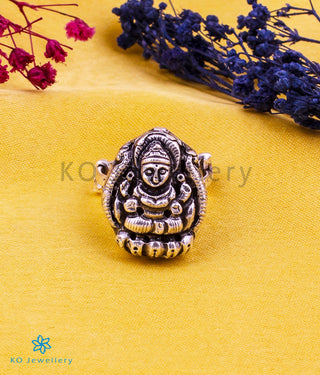 The Aprudha Silver Lakshmi Adjustable Finger Ring