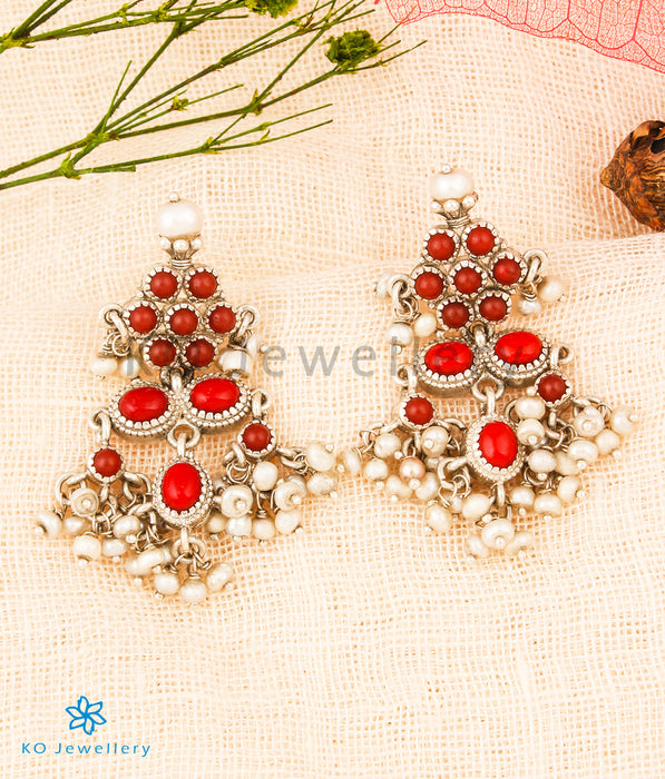 The Pratii Silver  Earrings (Coral)