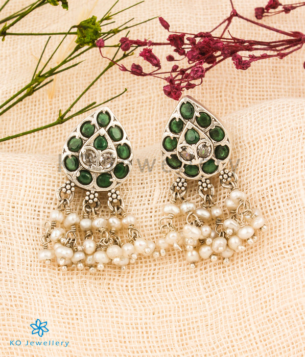 The Rimi Silver Pearl Earrings (Green)