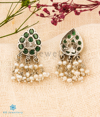 The Rimi Silver Pearl Earrings (Green)
