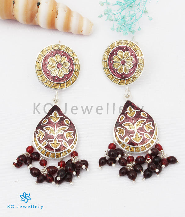 The Chittara Silver Meenakari Earrings (Brown/Gold)