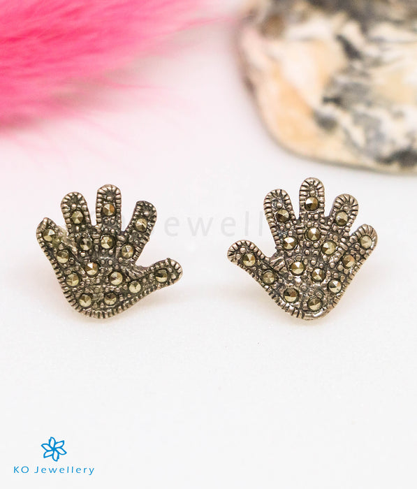 The Hand Silver Marcasite Earrings