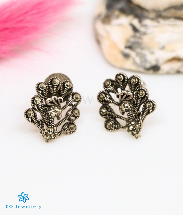 The Ruchira Peacock Silver Marcasite Earrings