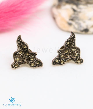 The Leaf Silver Marcasite Earrings