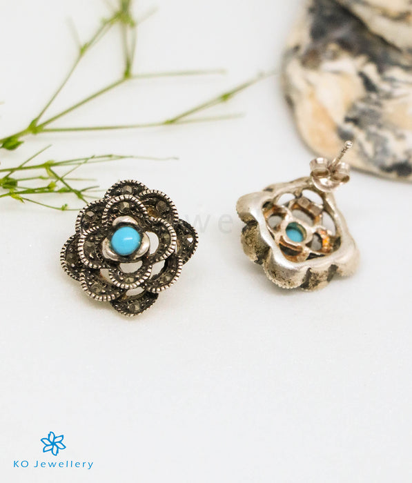 The Shavya Silver Marcasite Earrings (Turquoise)