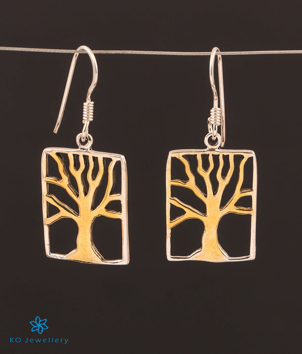 The Framed Tree Silver Earrings (2 tone)
