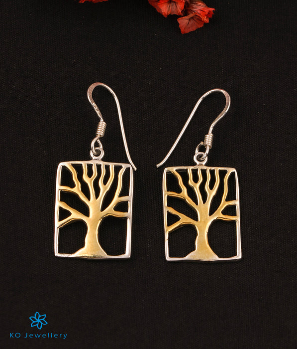 The Framed Tree Silver Earrings (2 tone)