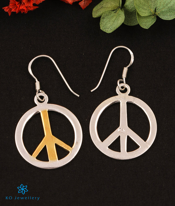 The Peace Silver Earrings (2 tone)