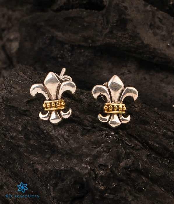 The Fleur de Lis Silver Earrings (2 tone)