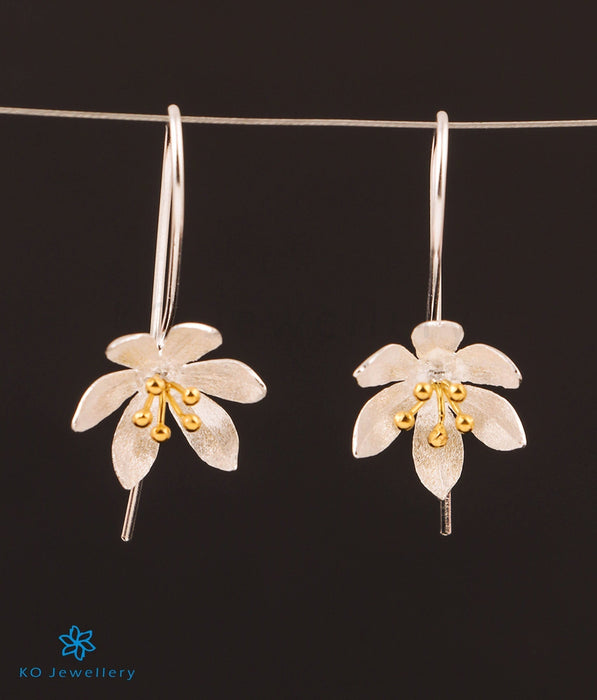 The Orchid Floral Silver Earrings (2 tone)